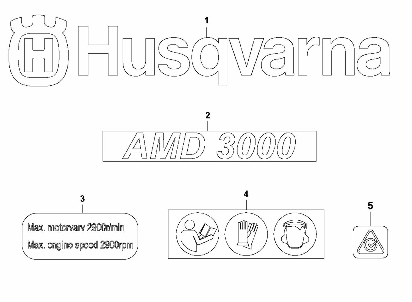 AMD 3000 Decals Assembly Parts by Husqvarna