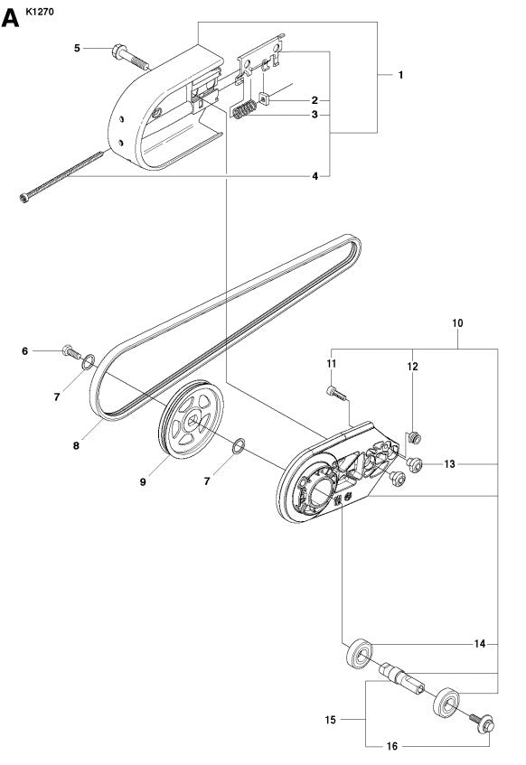 K1270 Belt Guard and Pulley Assembly Parts