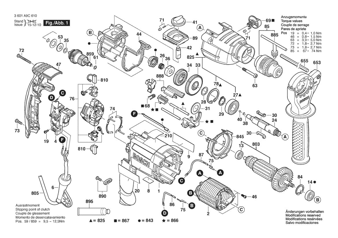 3601A9C610 Bosch Hammer Drill Parts Diagram