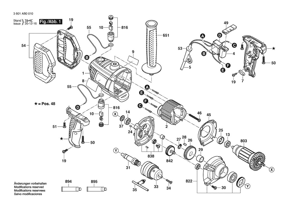 3601AB0010 Bosch Electric Drill Parts Diagram