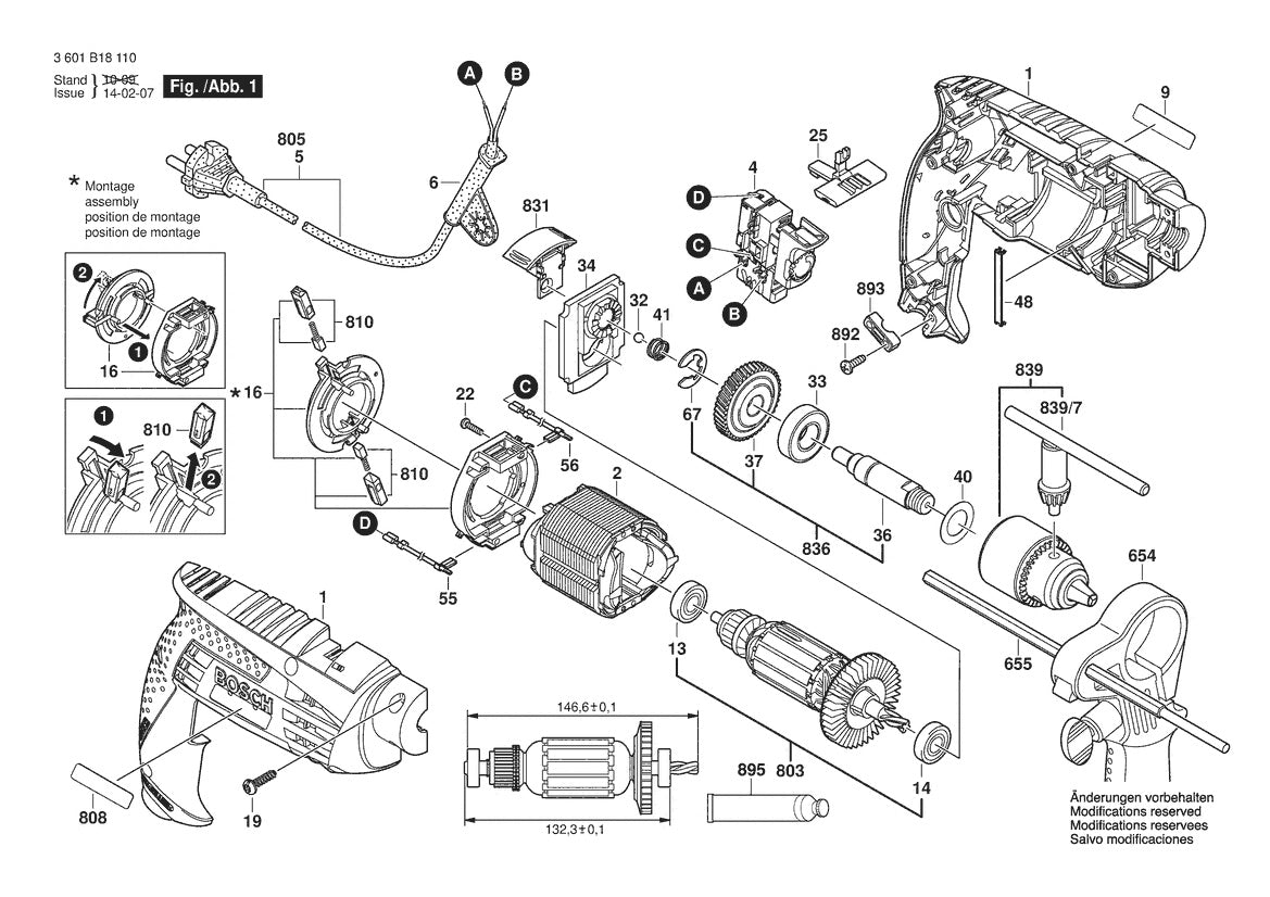 1191VSRK (3601B18110) Bosch 1 Bosch Rotary Hammer Parts Diagram