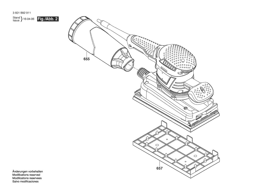 3601B92911 Bosch Sander Parts Diagram