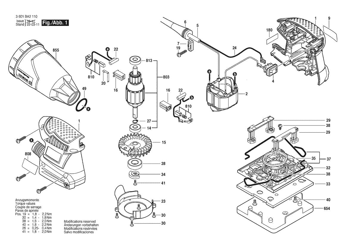 3601BA2110 Bosch Sander Parts Diagram