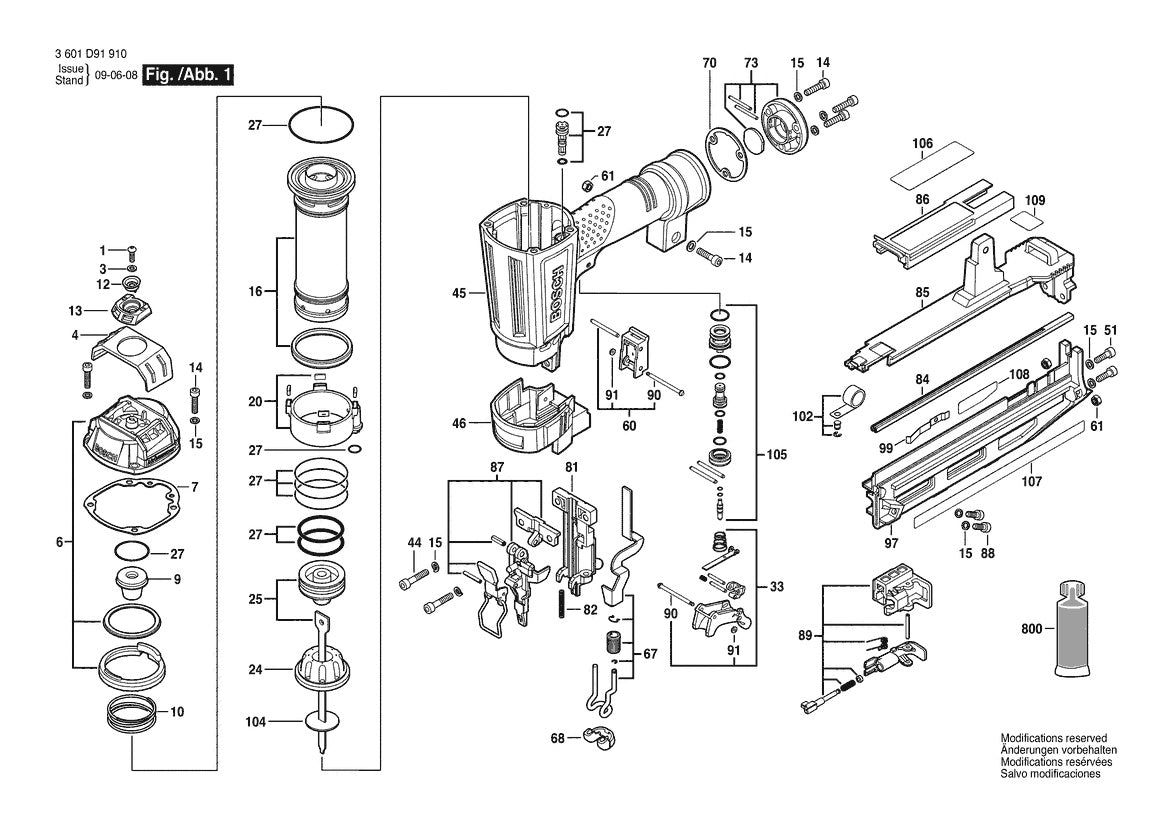 FNS250-16 Bosch 16 GA Straight Finish Nailer Bosch Nailer Diagram