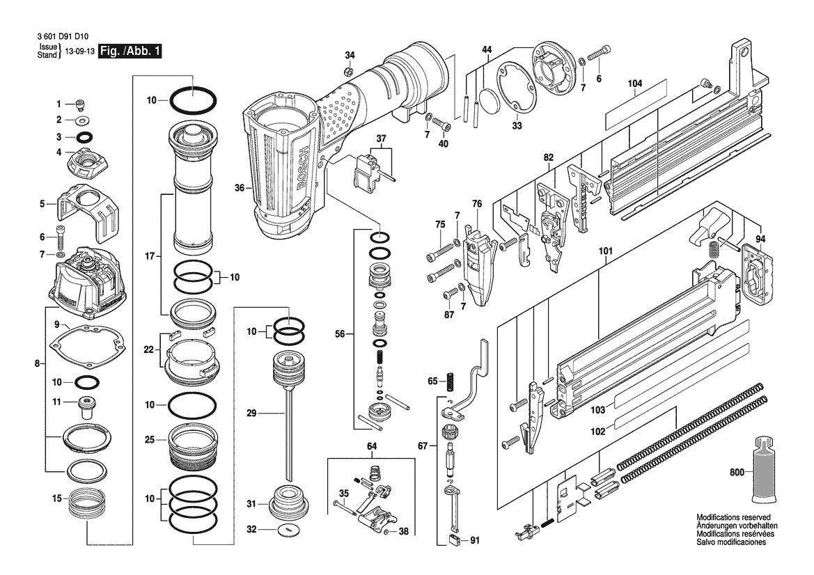 BNS200-18 Bosch 18 GA Brad Nailer Bosch Nailer Diagram