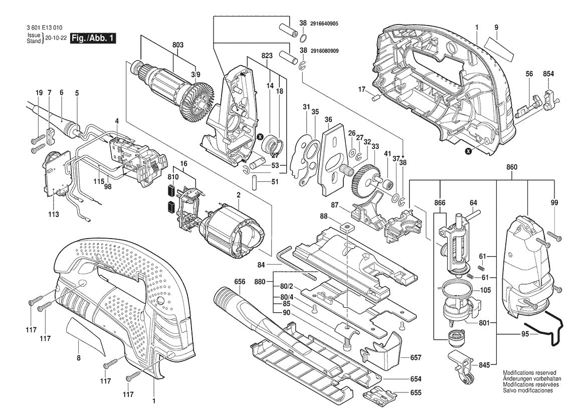 3601E13010 Bosch Jig Saw Parts Diagram