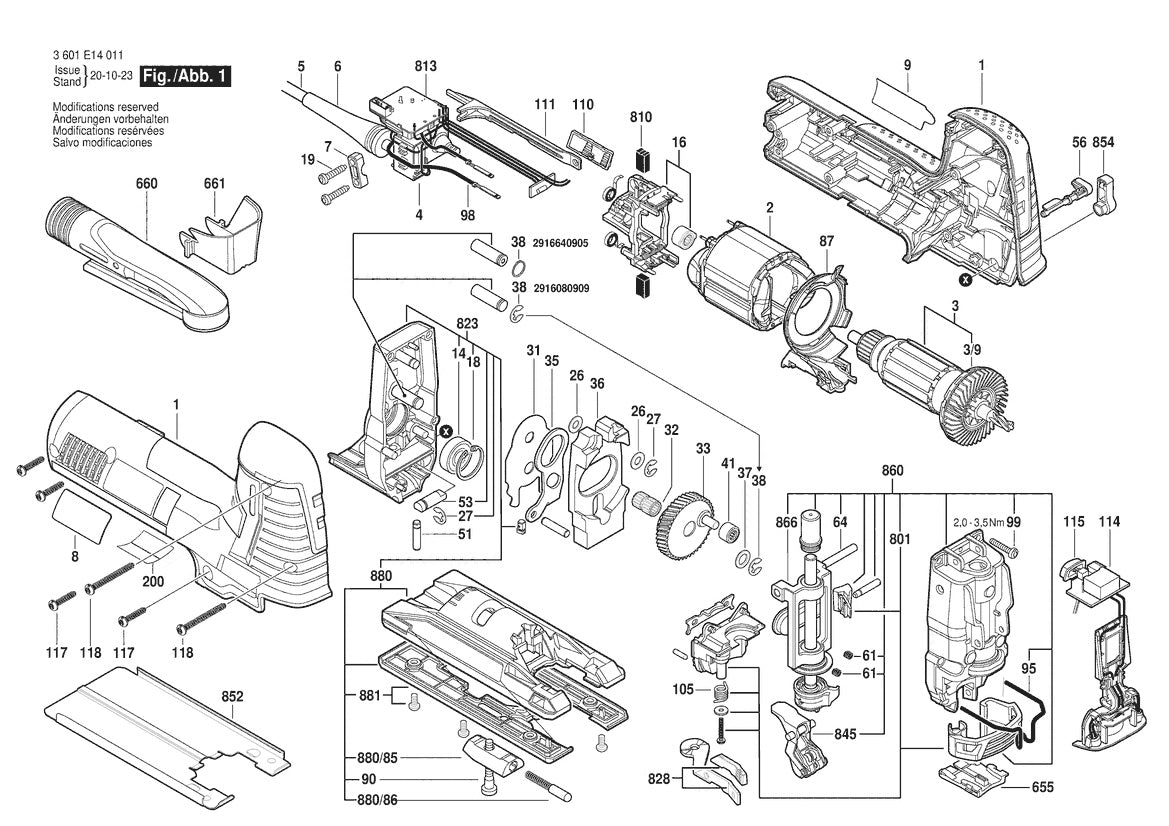 3601E14011 Bosch Jig Saw Parts Diagram