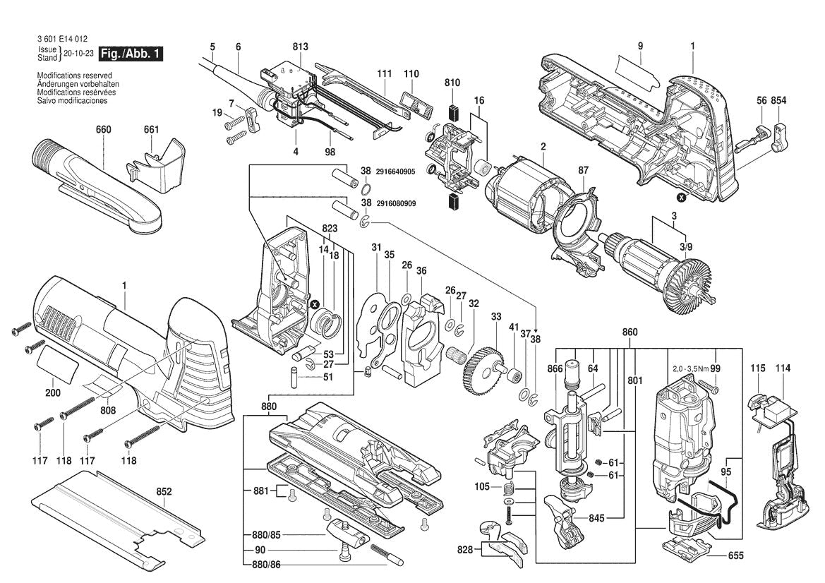 3601E14012 Bosch Jig Saw Parts Diagram