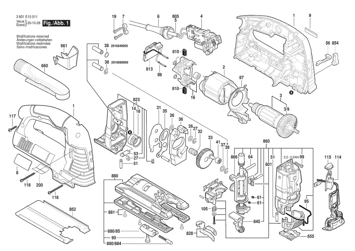 3601E15011 Bosch Jig Saw Parts Diagram