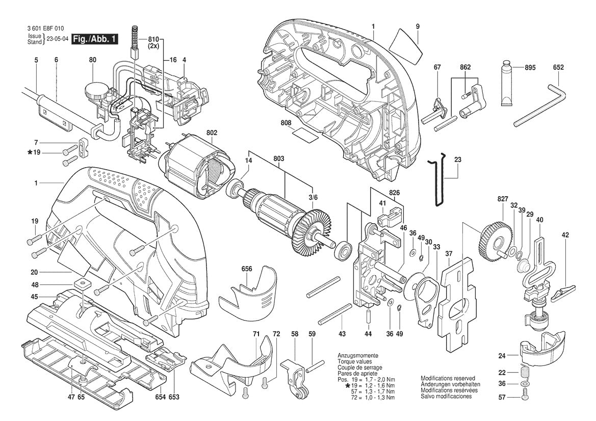 3601E8F010 Bosch Jig Saw Parts Diagram