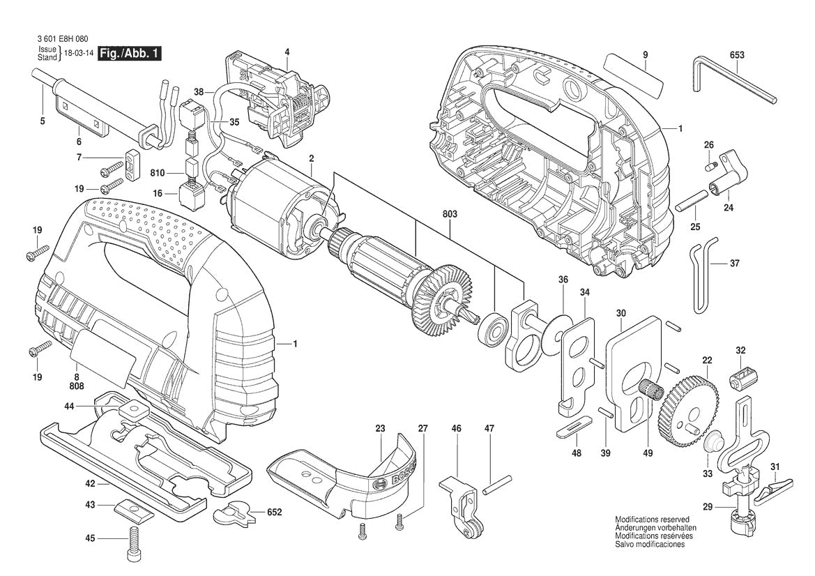3601E8H0E0 Bosch Jig Saw Parts Diagram