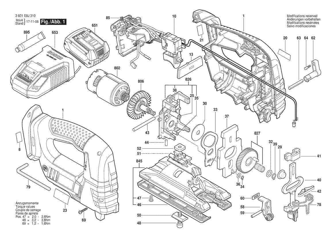 3601E8J310 Bosch Jig Saw Parts Diagram