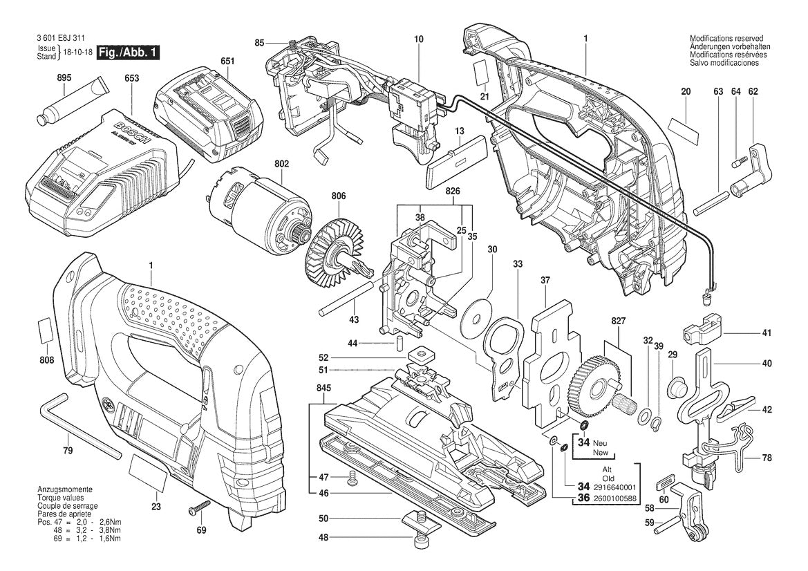 3601E8J311 Bosch Jig Saw Parts Diagram