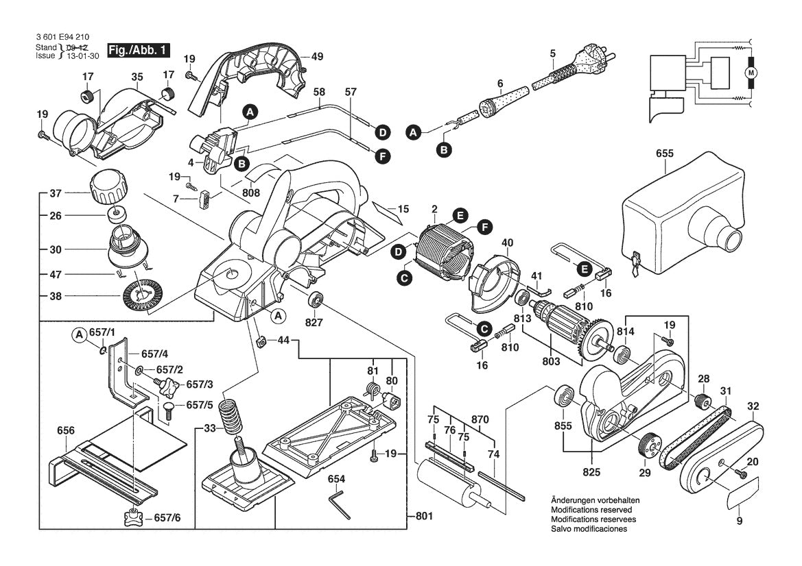 PL1682 Bosch 3-1 Bosch Planer Parts Diagram
