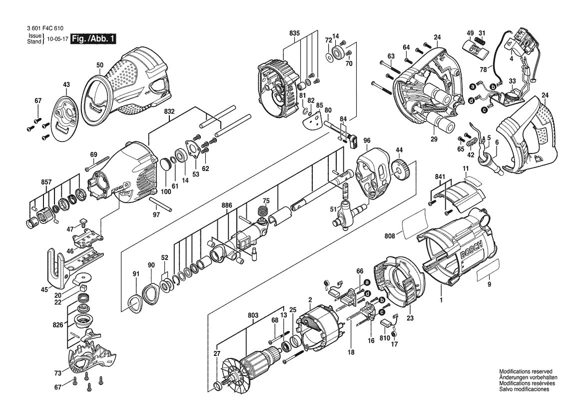 3601F4C610 Bosch Reciprocating Saw Parts Diagram