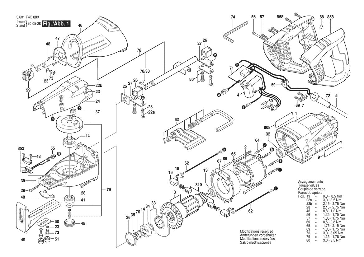 RS7 (3601F4C810) Bosch 1-1 Bosch Reciprocating Saw Parts Diagram