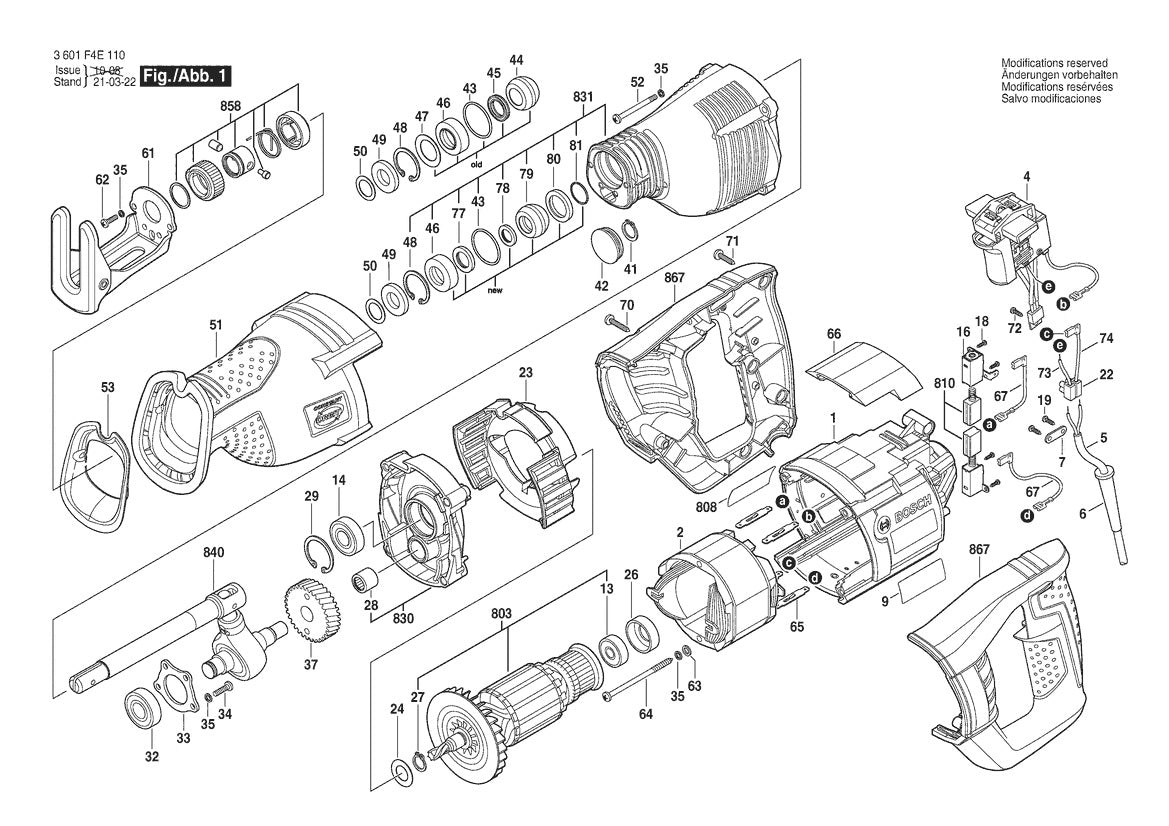 3601F4E110 Bosch Reciprocating Saw Parts Diagram
