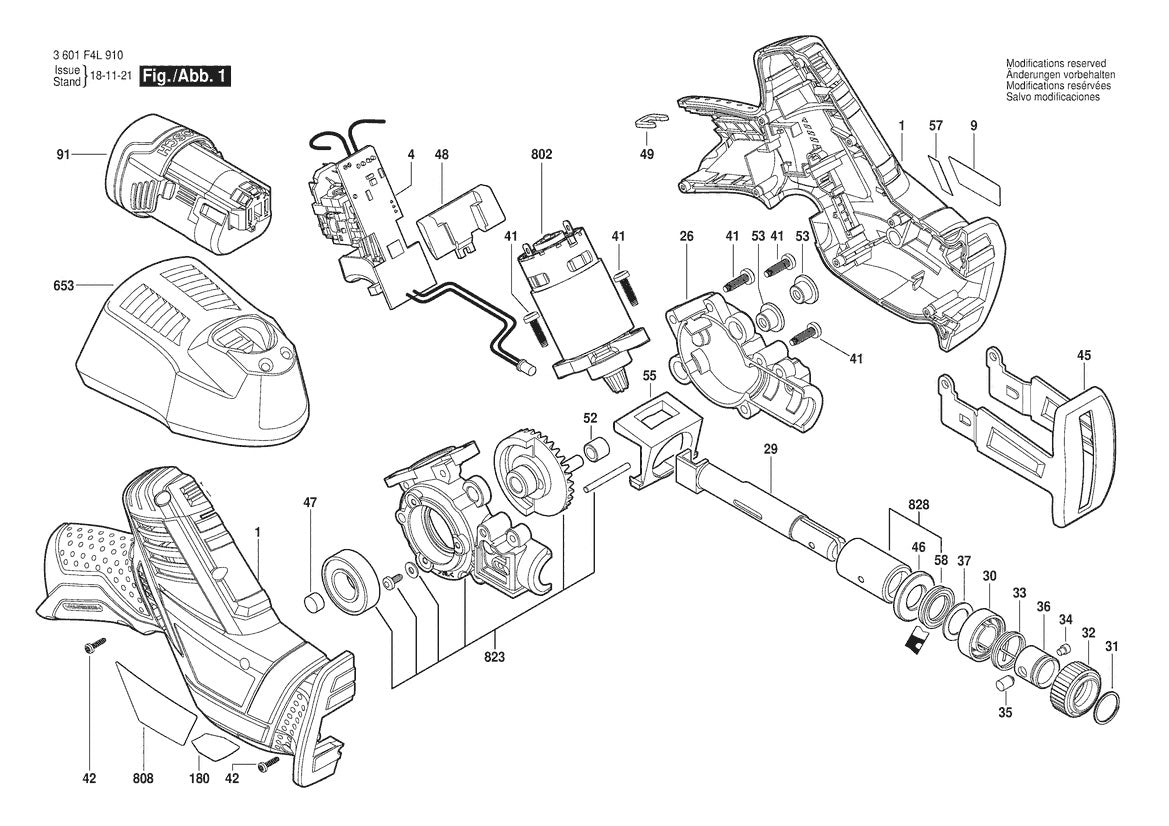 3601F4L910 Bosch Reciprocating Saw Parts Diagram
