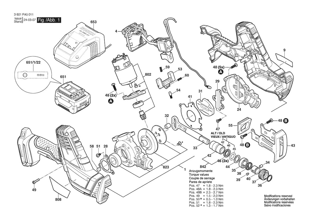 3601FA5011 Bosch Reciprocating Saw Parts Diagram