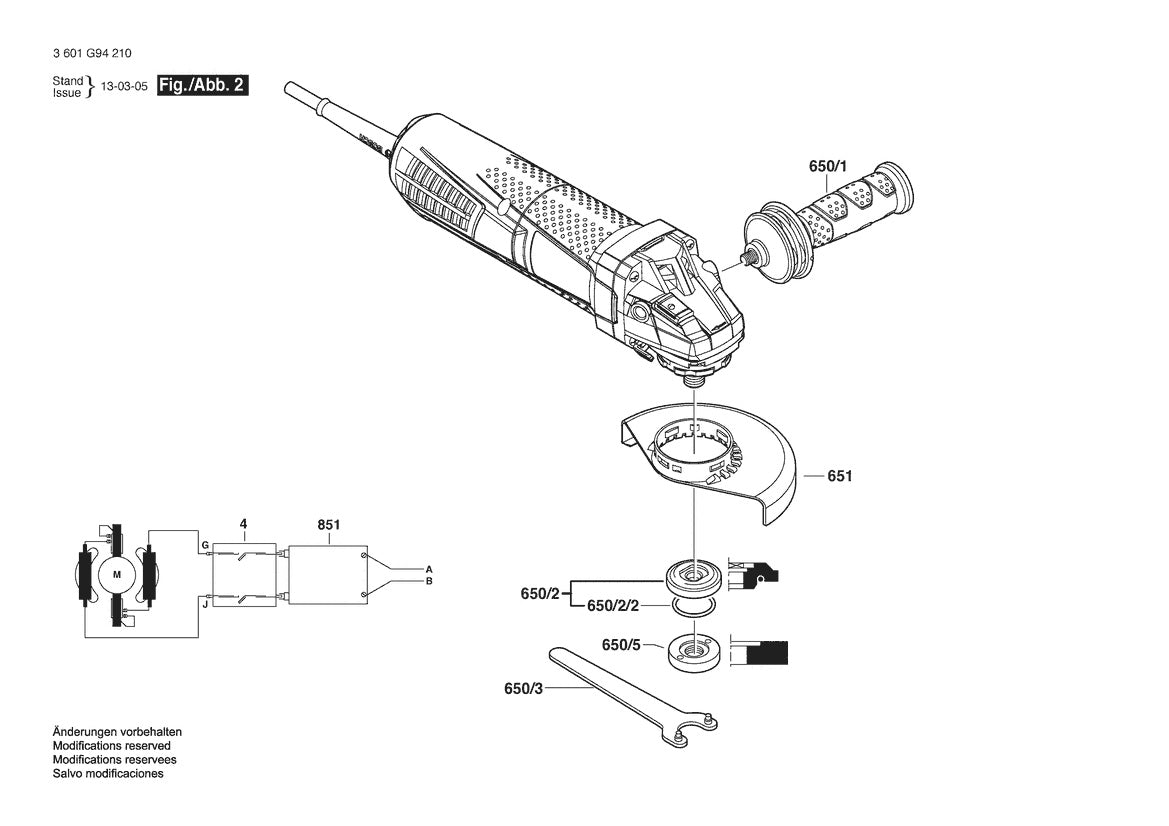3601G94210 Bosch Grinder Parts Diagram
