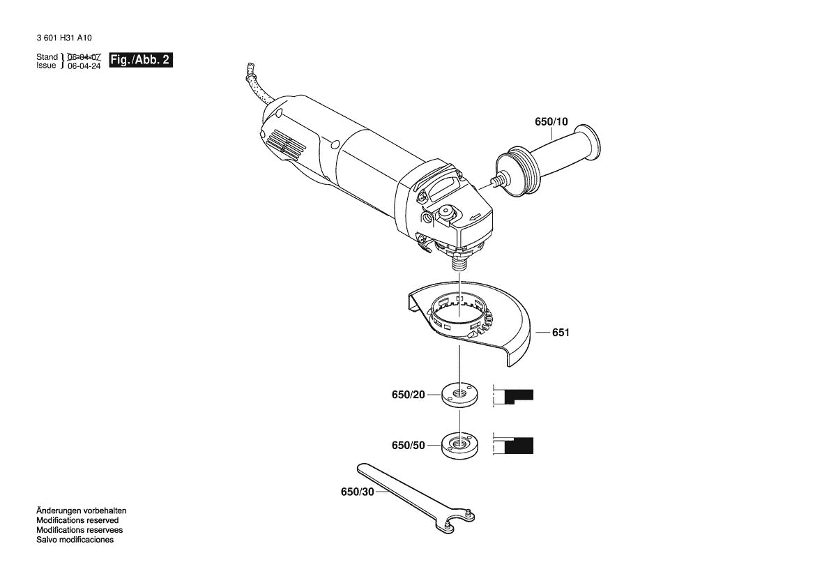 1810PS (3601H31A10) Bosch 4-1 Bosch Grinder Parts Diagram