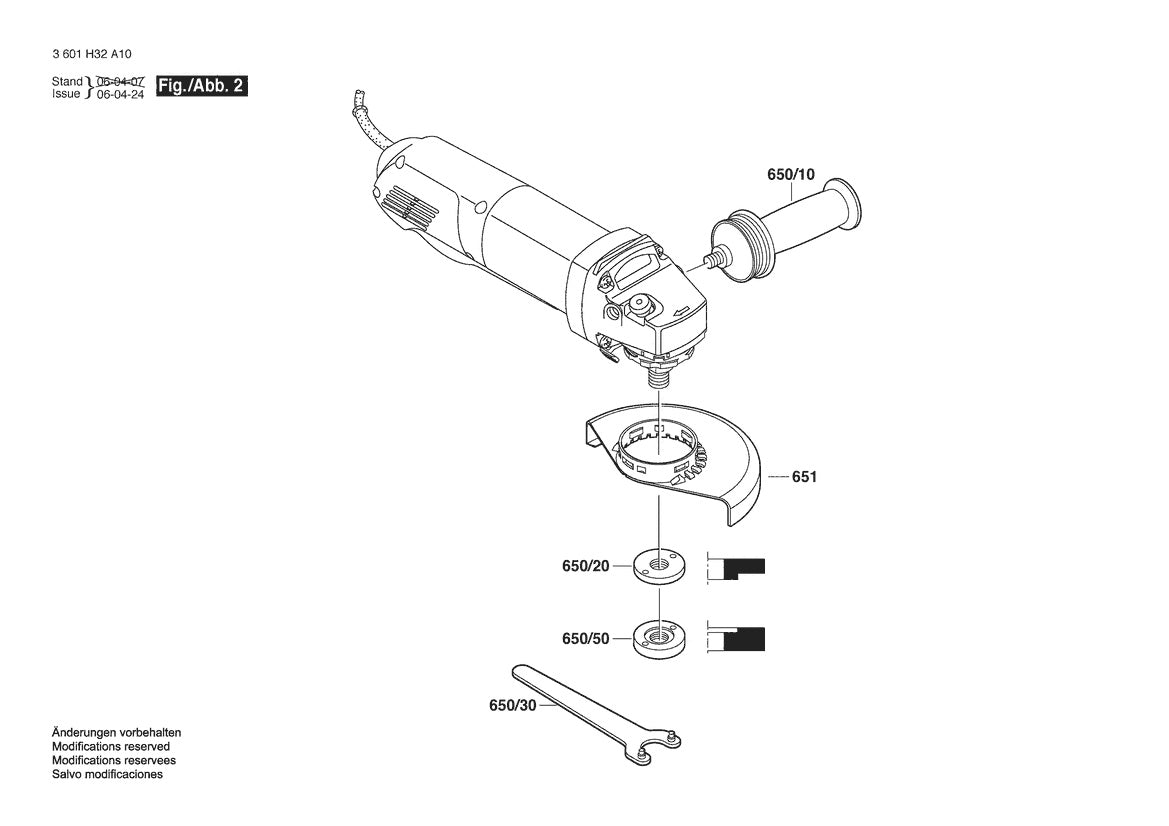 3601H32A10 Bosch Grinder Parts Diagram