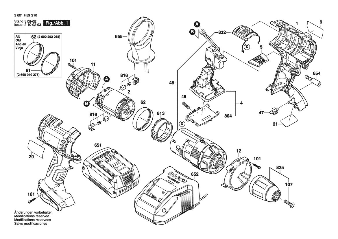 3601H59S10 Bosch Hammer Drill Parts Diagram