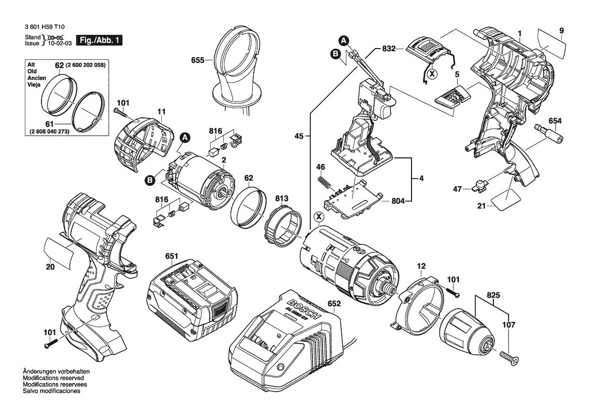3601H59T10 Bosch Hammer Drill Parts Diagram