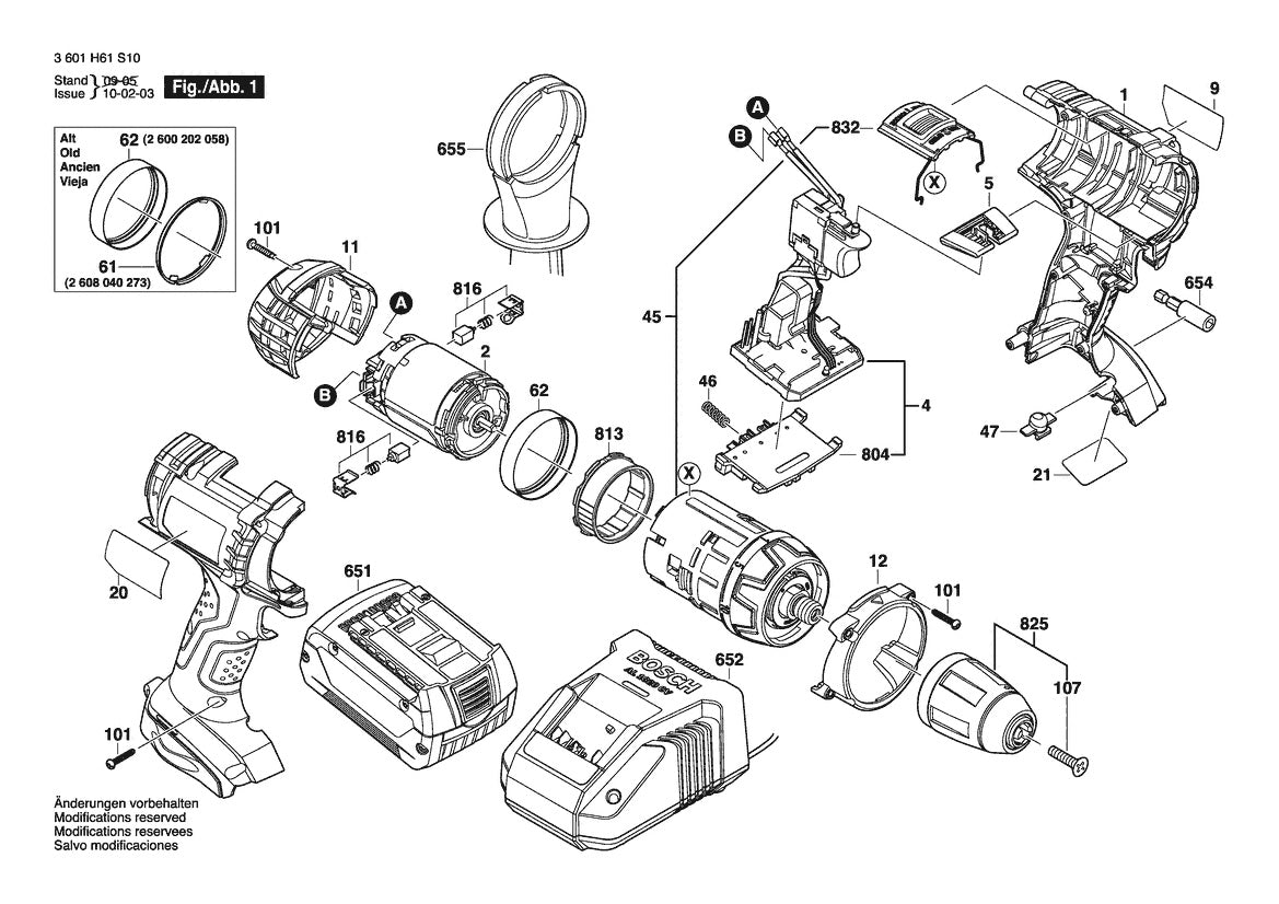 3601H61S10 Bosch Cordless Drill Parts Diagram
