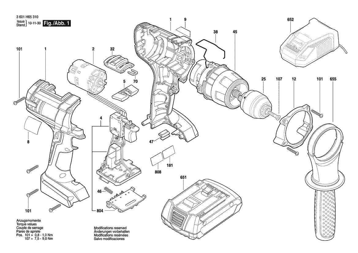 3601H65310 Bosch Cordless Drill Parts Diagram