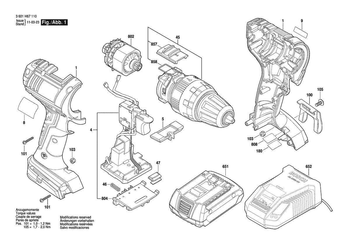 HDS181 (3601H67111) Bosch Hammer Drill Bosch Hammer Drill Parts Diagram