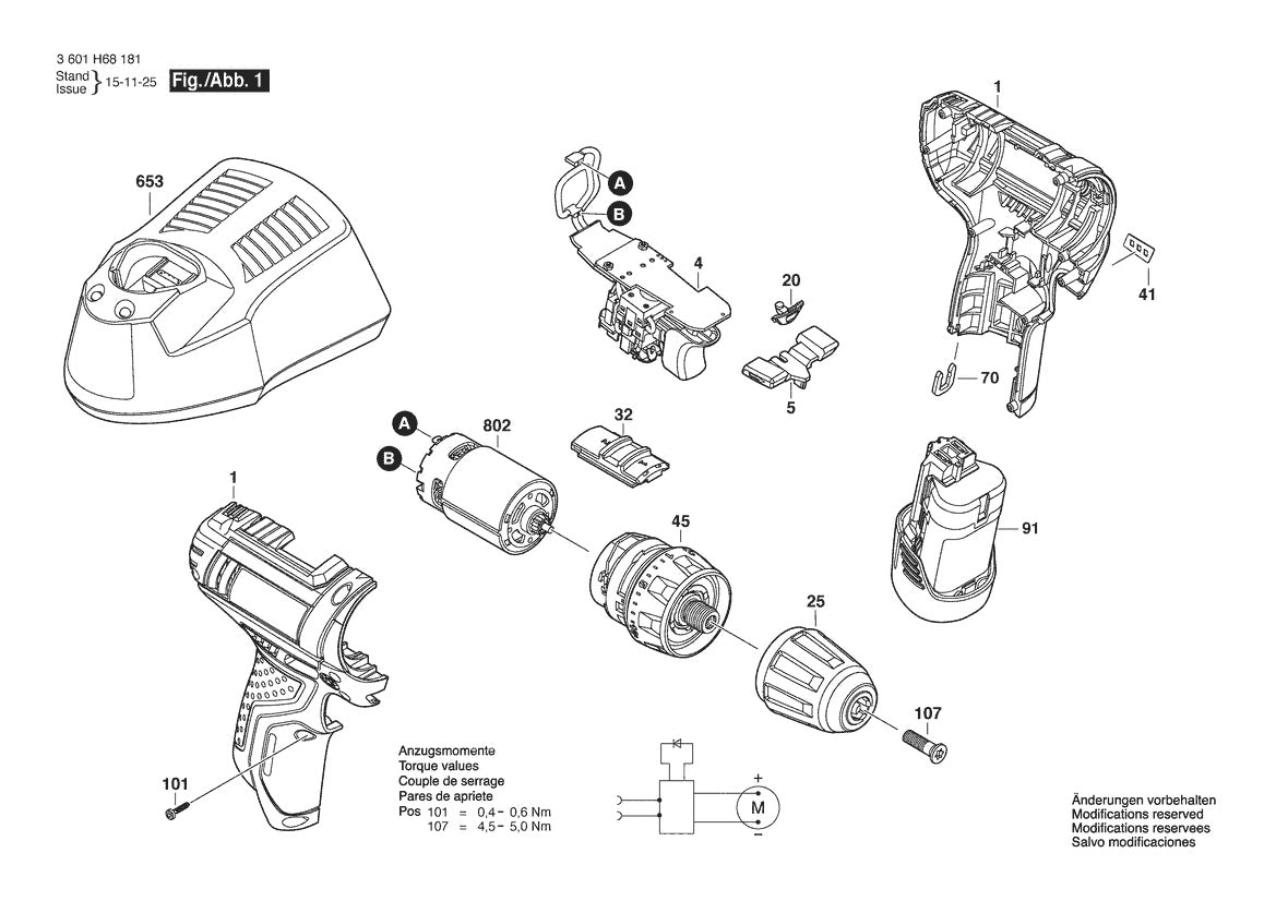 3601H68181 Bosch Cordless Drill Parts Diagram