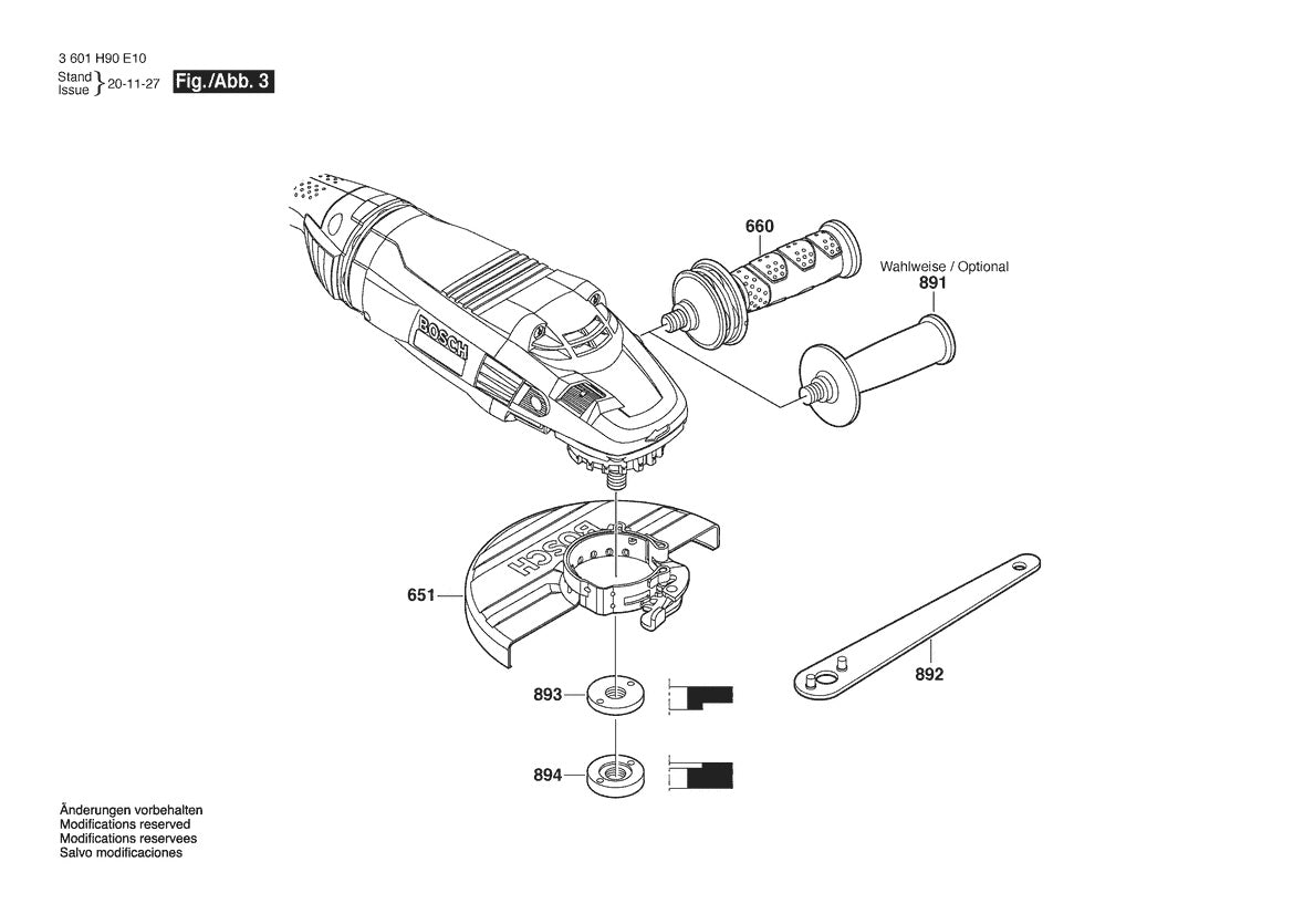 3601H90E10 Bosch Grinder Parts Diagram
