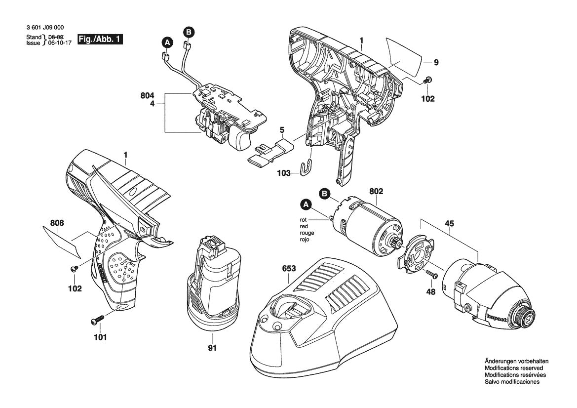 3601J09010 Bosch Cordless Drill Parts Diagram