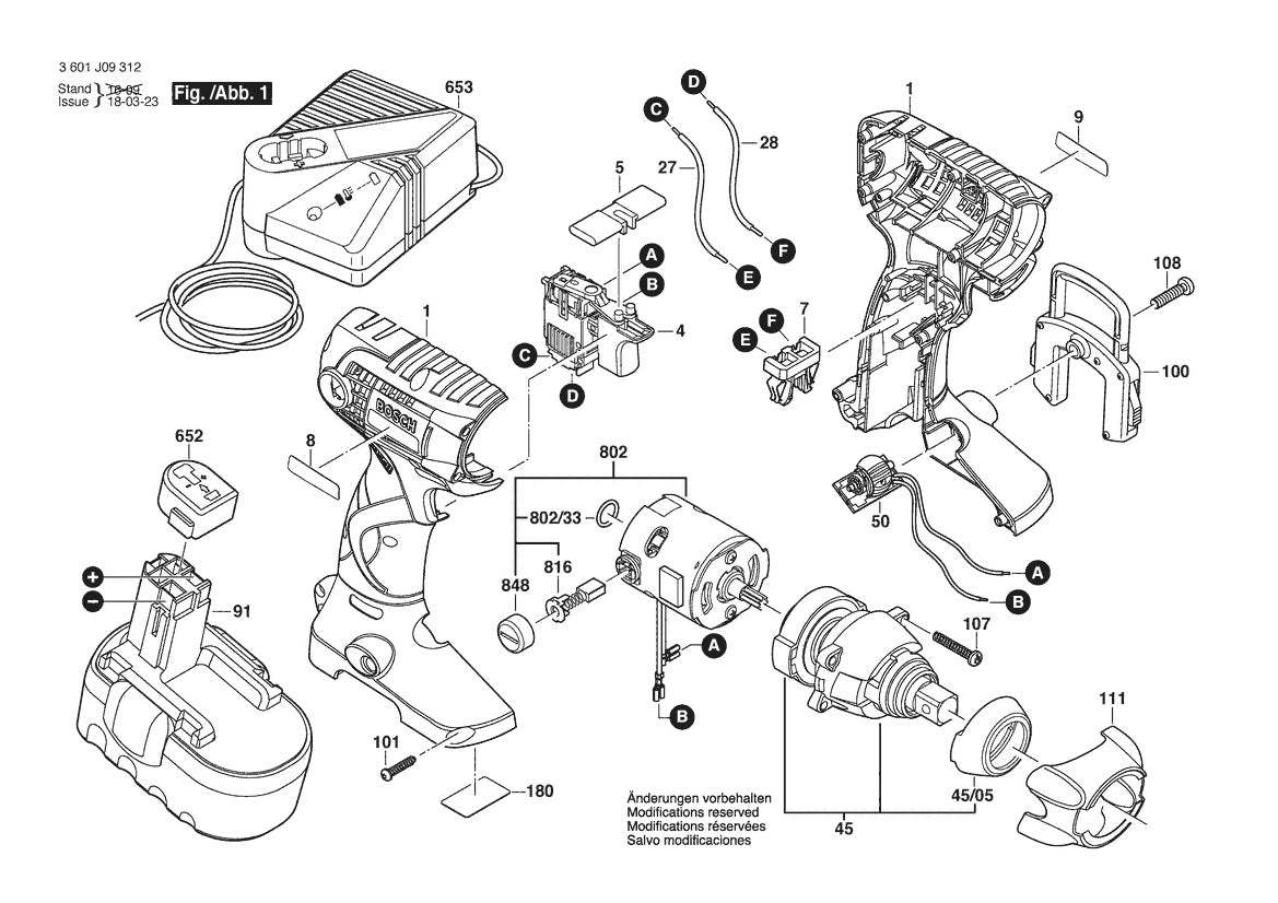 3601J09312 Bosch Impact Wrench Parts Diagram