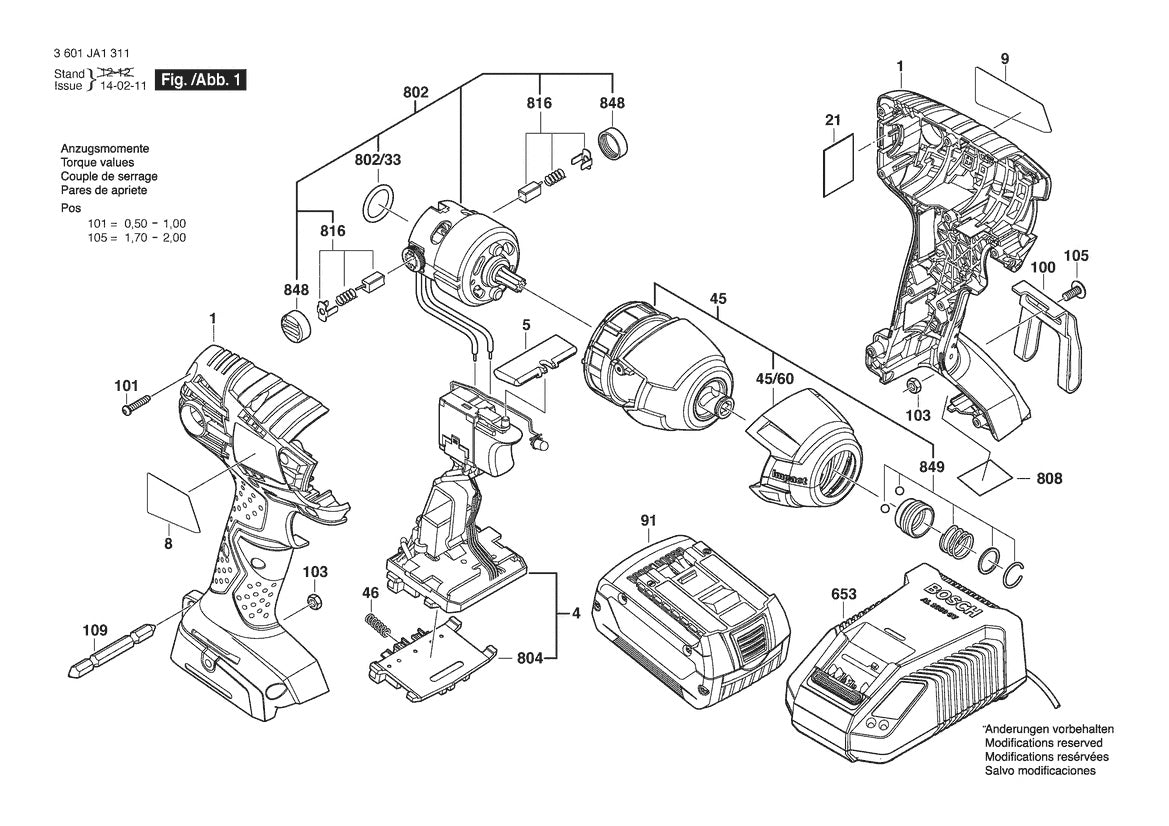 3601JA1311 Bosch Impact Wrench Parts Diagram