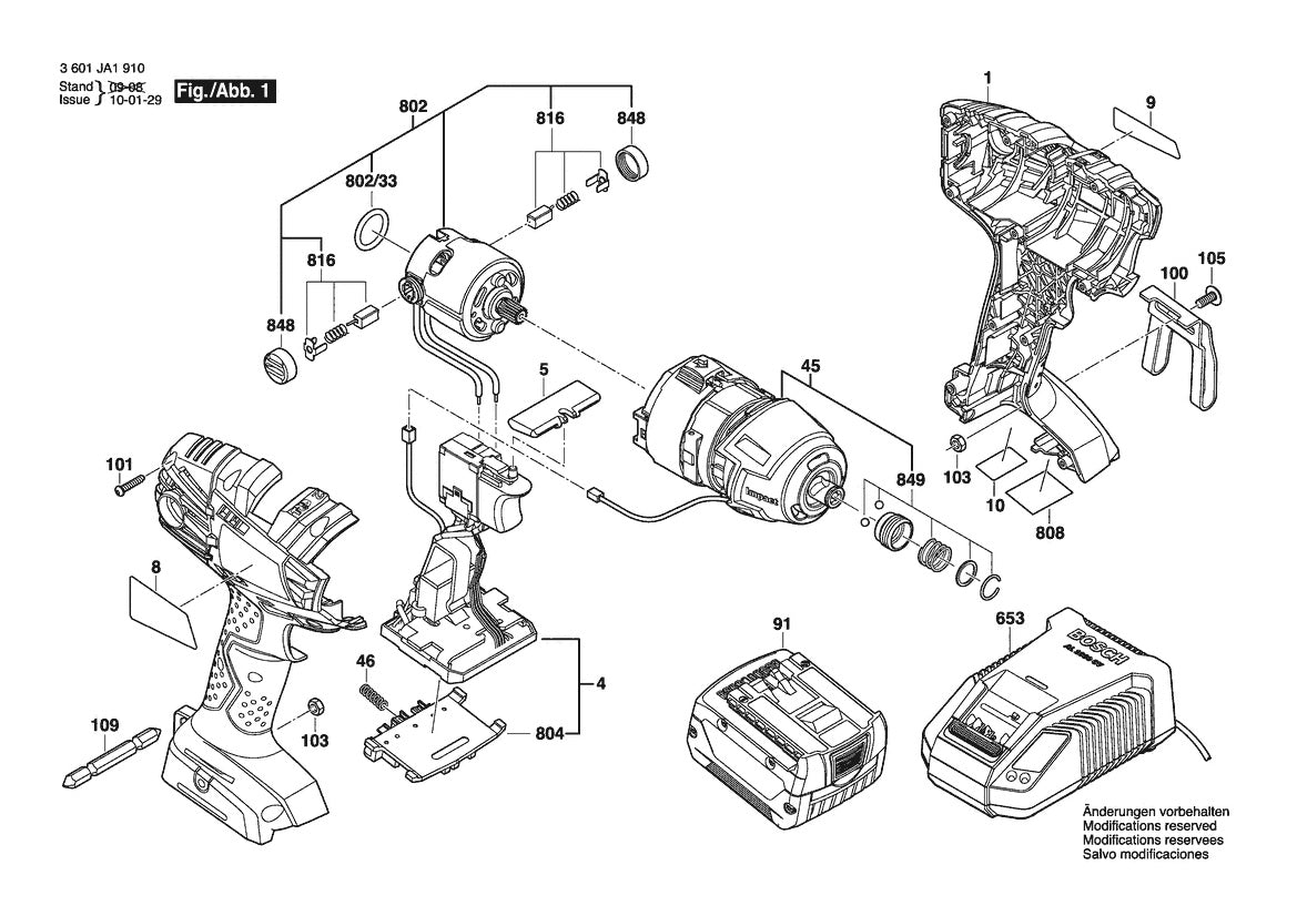 3601JA1910 Bosch Impact Wrench Parts Diagram
