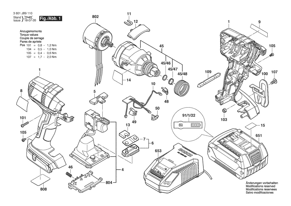 3601JB9110 Bosch Impact Wrench Parts Diagram