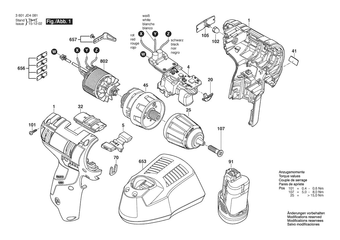 3601JD4081 Bosch Cordless Drill Parts Diagram