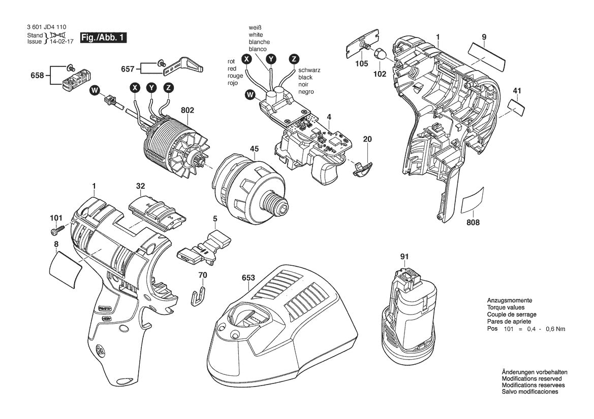 3601JD4110 Bosch Cordless Drill Parts Diagram