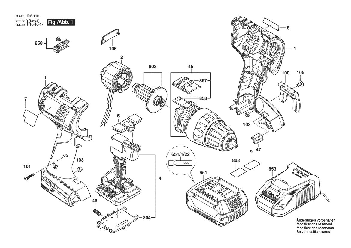 3601JD6110 Bosch Cordless Drill Parts Diagram