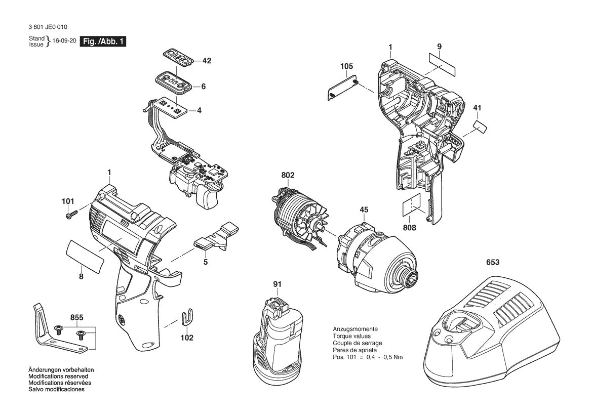 3601JE0010 Bosch Impact Wrench Parts Diagram