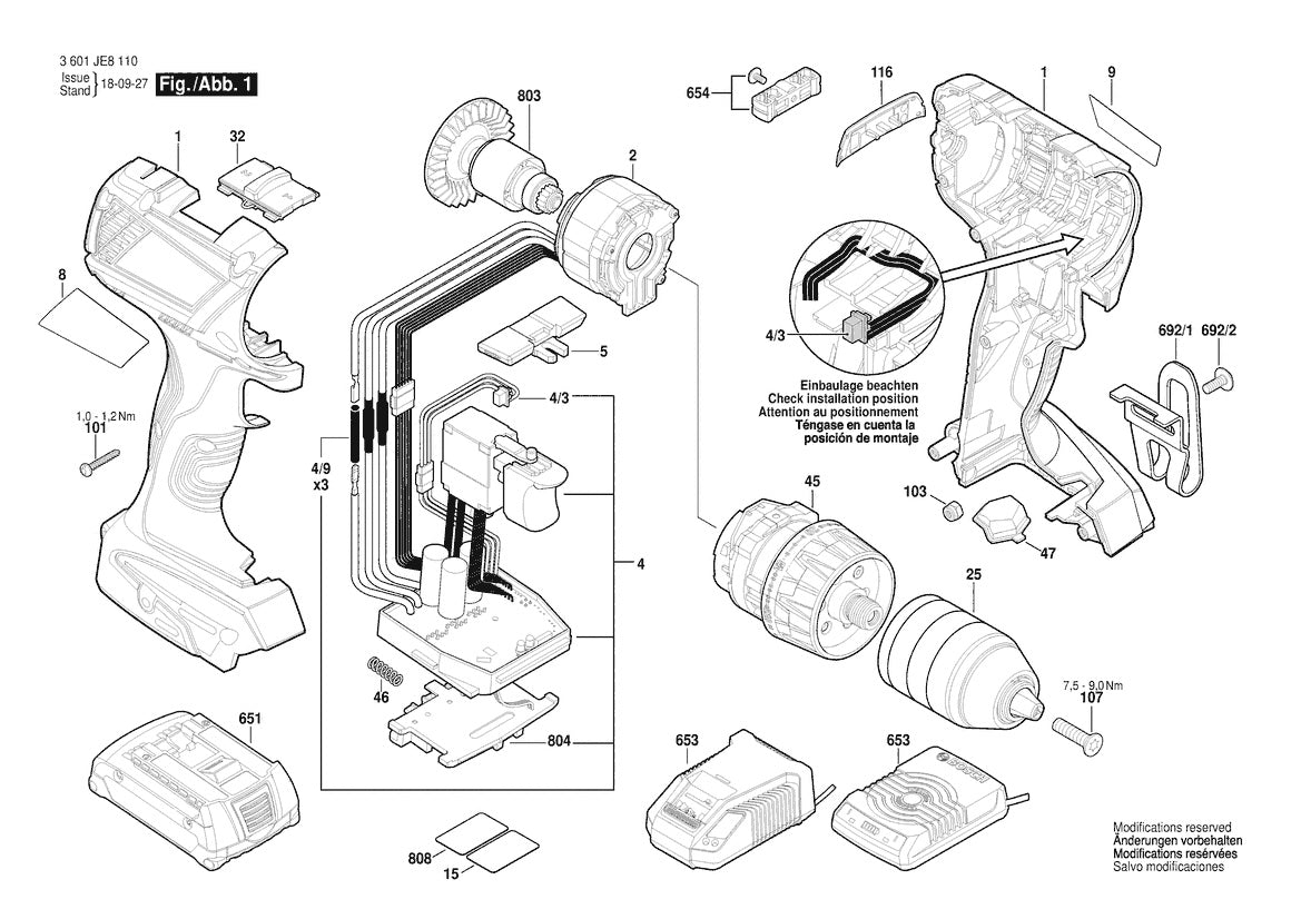 3601JE8110 Bosch Cordless Drill Parts Diagram
