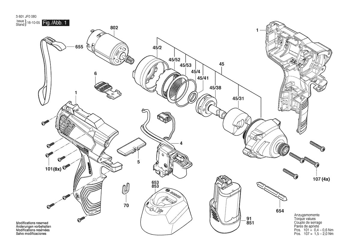 3601JF0080 Bosch Impact Wrench Parts Diagram