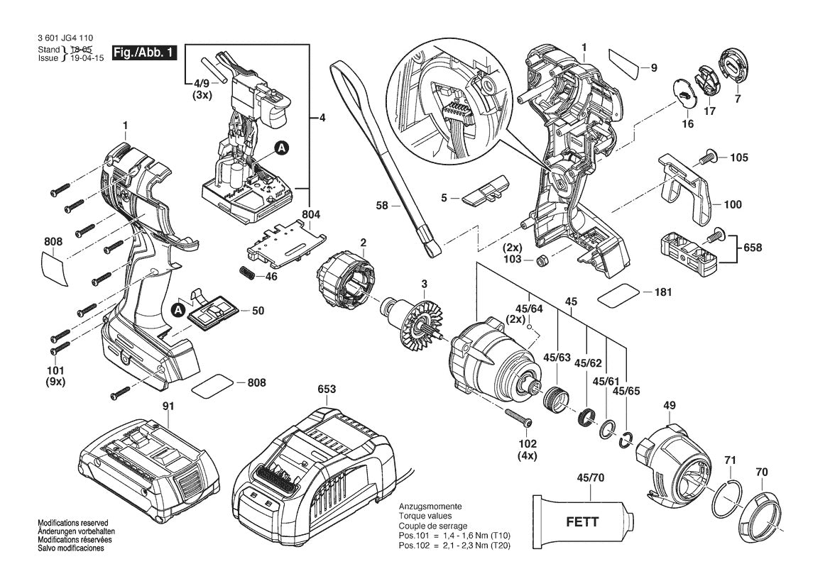 3601JG4110 Bosch Impact Wrench Parts Diagram
