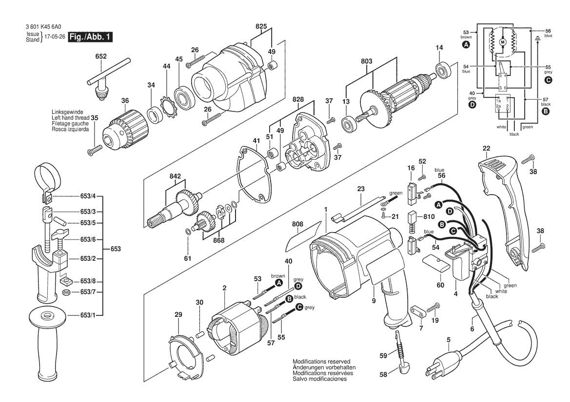 3601K456A0 Bosch Cordless Drill Parts Diagram