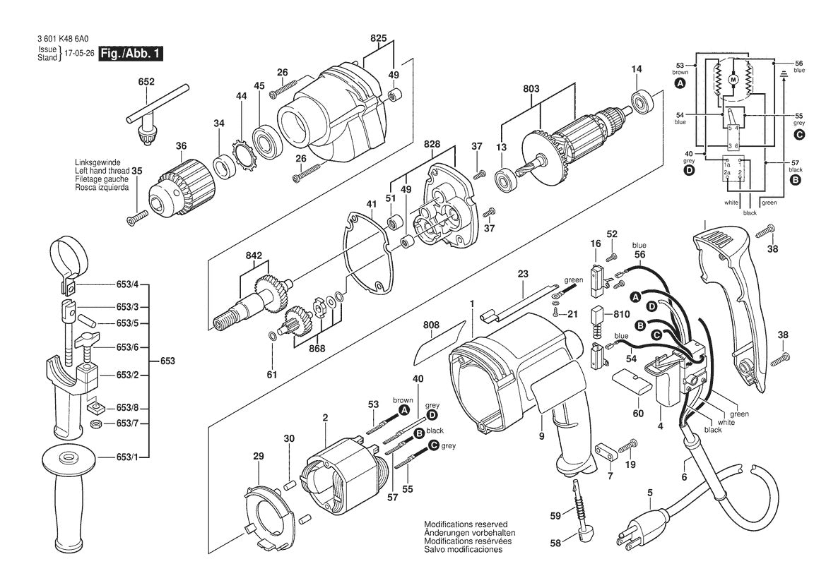 3601K486A0 Bosch Cordless Drill Parts Diagram