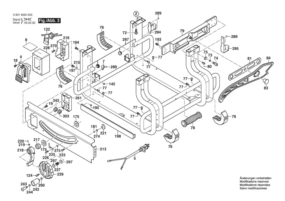 3601M30530 Bosch Table Saw Parts Diagram