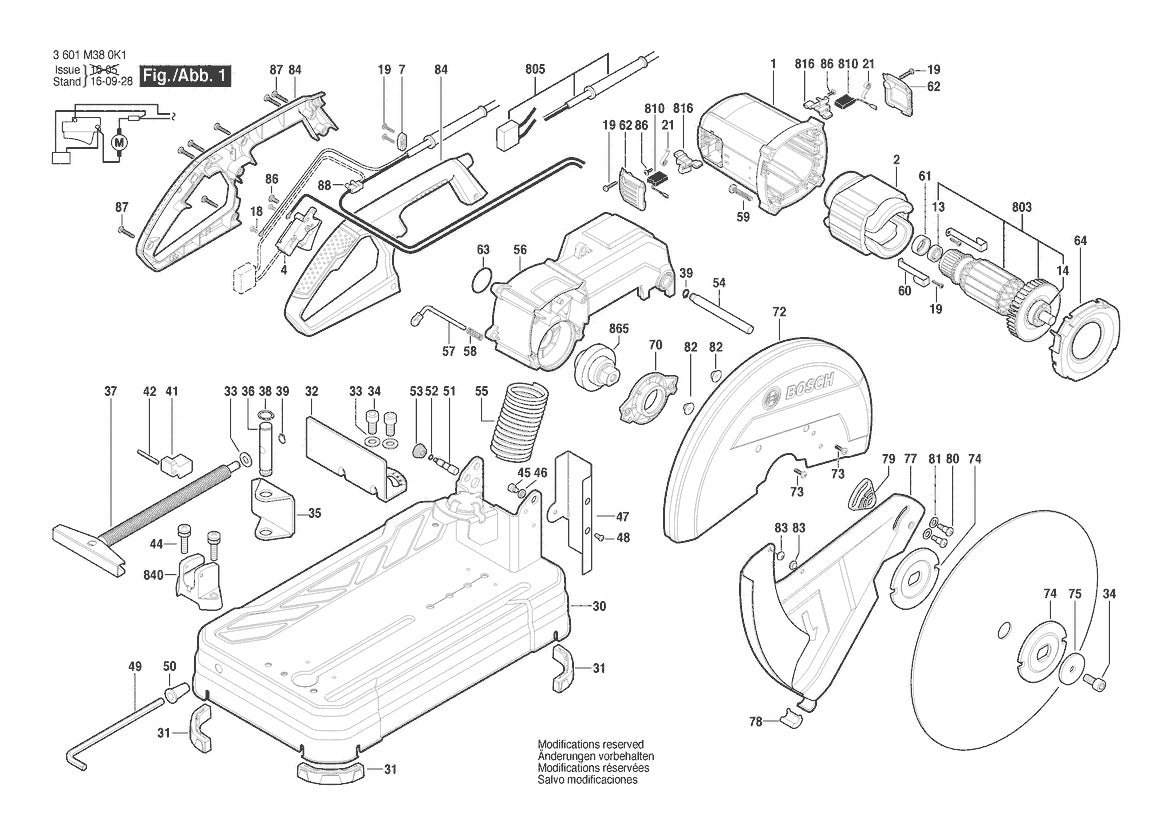 3601M380K1 Bosch Saw Parts Diagram