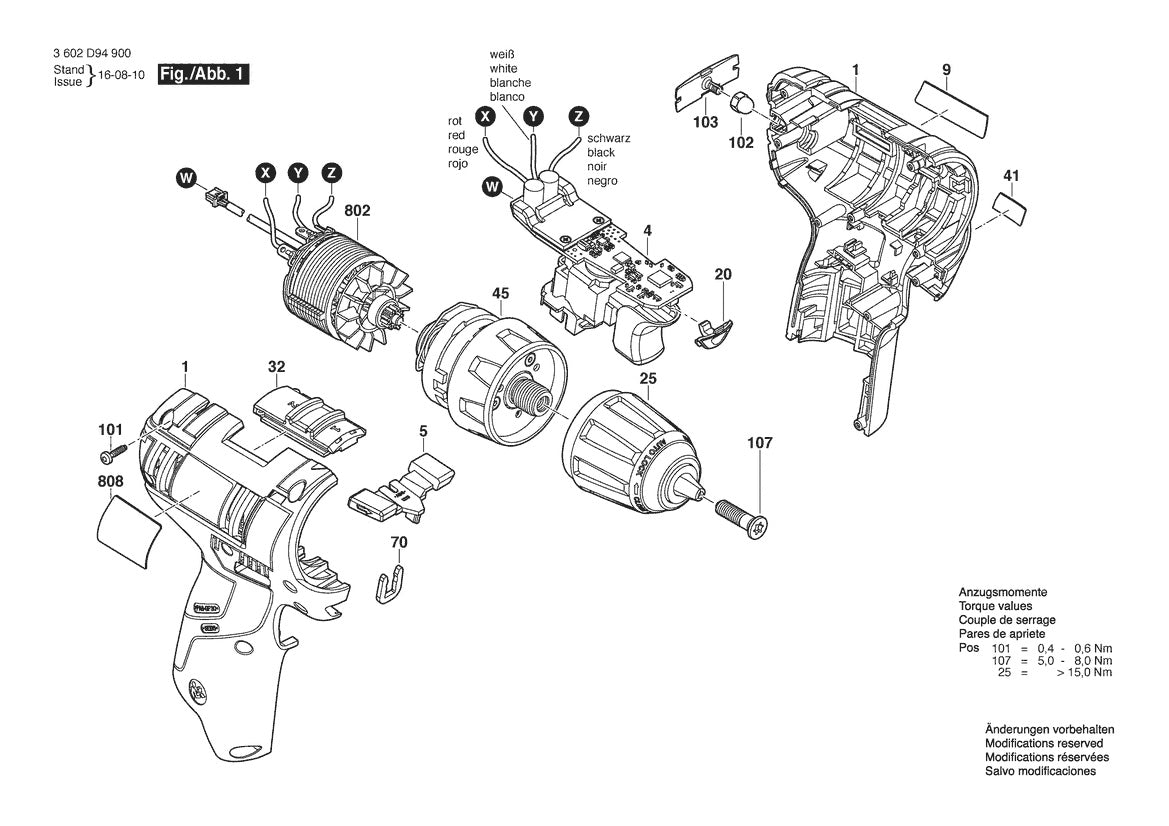 3602D94900 Bosch Cordless Drill Parts Diagram